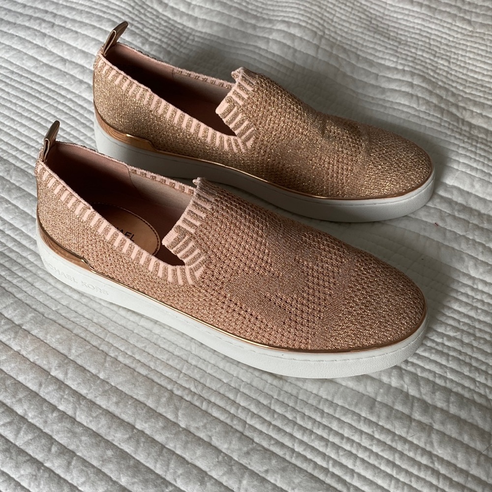 Rose gold Michael Kors sneakers- only worn once perfect condition!